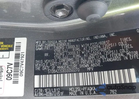 2005 Toyota Sienna Xle Limited from USA, damaged, VIN 5TDBA22C65S050270